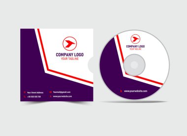 CD Kapağı Şablonu Mor ve Kırmızı Tasarımlı Yaratıcı Modern Albüm Kapağı Örtüsü Çizimi