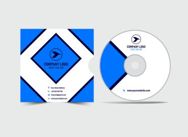 CD Kapağı Şablonu Mavi Renk Tasarımı Yaratıcı Modern Albüm Kapağı Örtüsü Çizimi