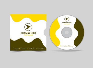 CD Kapağı Davası Tasarım Şablonu Sarı Renkli Yaratıcı Modern Albüm Kapağı Örtüsü Çizimi