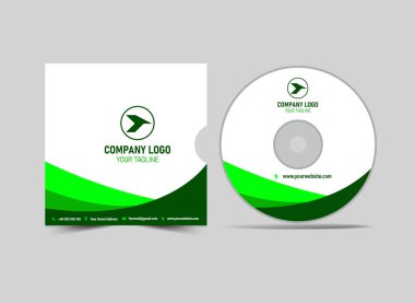 CD Kapağı Davası Tasarım Şablonu Yeşil Renkli Yaratıcı Modern Albüm Kapağı Örtüsü Vektör İllüstrasyonu