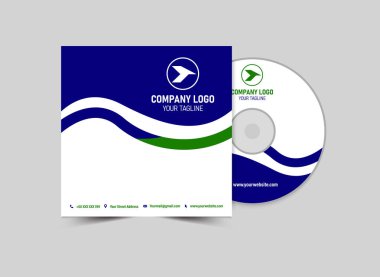 CD Kapağı Şablonu Tasarımı Mavi ve Yeşil Yaratıcı Modern Albüm Kapağı Örtüsü Çizimi