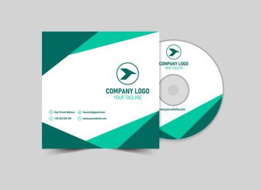 CD Kapağı Şablonu Tasarımı Yeşil Cyan Yaratıcı Modern Albüm Kapağı Örtüsü Çizimi