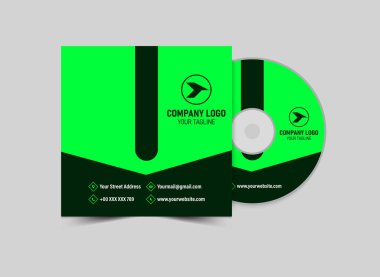 CD Kapağı Şablonu Tasarım Yeşil Yaratıcı Modern Albüm Kapağı Uygulama Vektörü İllüstrasyonu