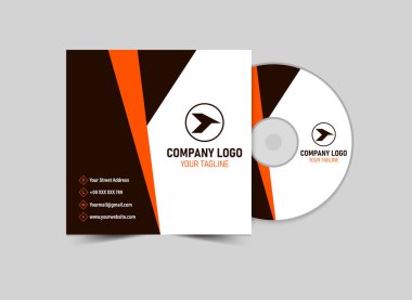 CD Kapağı Şablon Tasarımı Siyah ve Turuncu Yaratıcı Modern Albüm Kapağı Örtüsü Çizimi