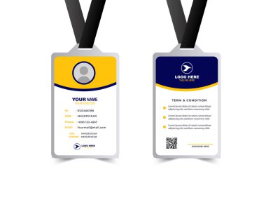 Kimlik Kartı Tasarım Şablonu Sarı ve Mavi Kurumsal Kimlik Kartı Yaratıcı Vektör İllüstrasyonu