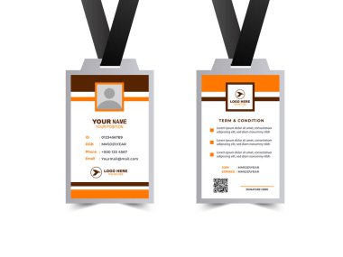 ID Kart Tasarımı Şablonu Turuncu ve Kahverengi Şirket Modern Profesyonel Kimlik Yaratıcı Vektör İllüstrasyonu