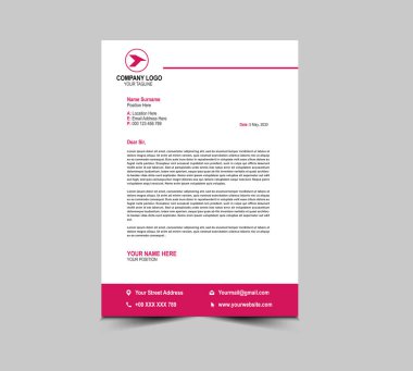 Harf baş şablonu tasarımı Kurumsal Yaratıcı Pembe Modern İş antetli tasarım şablonu Proje Düzeni Vektör İllüstrasyonunuz için