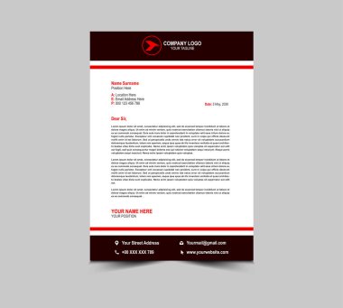 Harf baş şablonu tasarımı Kurumsal Yaratıcı Pembe ve Siyah Modern İş antetli tasarım şablonu Proje Düzeni Vektör İllüstrasyonu