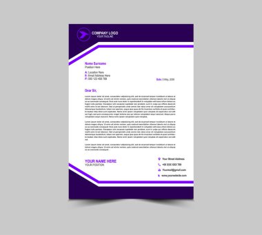 Harf baş şablonu tasarımı Kurumsal Yaratıcı Mor Modern İş antetli tasarım şablonu Proje Düzeni Vektör İllüstrasyonunuz için