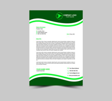 Yeşil Renk Tasarımı Şablonu Proje Düzeni Vektör İllüstrasyonunuz için Kurumsal Yaratıcı İş antet tasarım şablonu