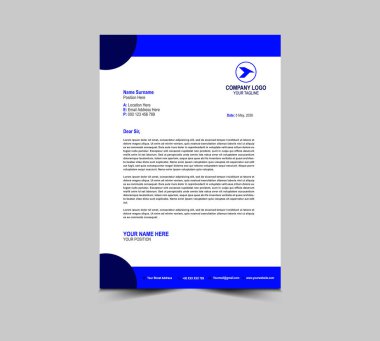 Harf başı şablonu Mavi Tasarım Kurumsal Yaratıcı Modern İş antetli tasarım tasarım şablonu Proje Düzeni Vektör İllüstrasyonunuz için