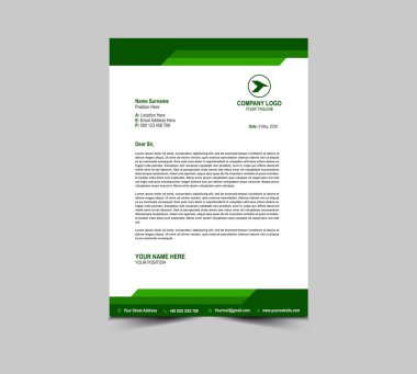 Yeşil Tasarım Şablonu Proje Düzeni Vektör İllüstrasyonunuz için Kurumsal Yaratıcı İş antet tasarım şablonu