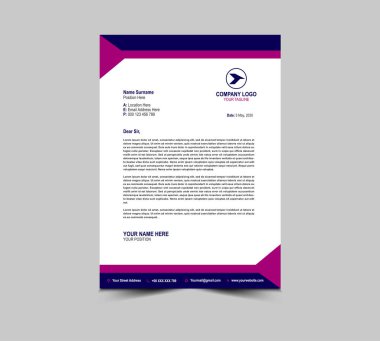 Harf başı şablonu Mavi ve Mor Tasarım Kurumsal Yaratıcı Modern İş antetli tasarım şablonu Proje Düzeni Vektör İllüstrasyonunuz için