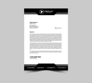 Harf başı şablonu Siyah Tasarım Kurumsal Yaratıcı Modern İş antetli tasarım şablonu Proje Düzeni Vektör İllüstrasyonunuz için