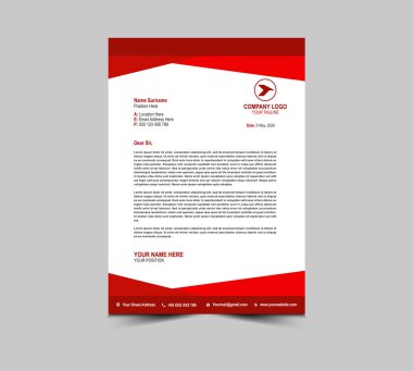 Harf başı şablonu Red Design Corporate Creative Modern Business antetli tasarım şablonu Proje Düzeni Vektör İllüstrasyonunuz için