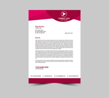 Harf başı şablonu Pembe Tasarım Kurumsal Yaratıcı Modern İş antetli tasarım şablonu Proje Düzeni Vektör İllüstrasyonunuz için