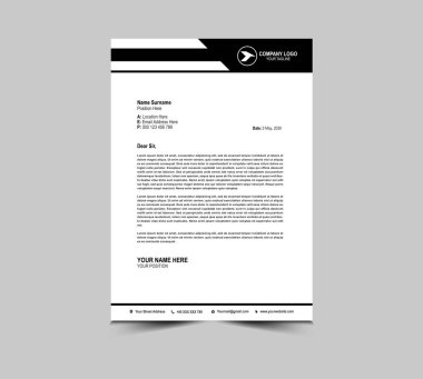 Harf baş şablonu tasarımı Siyah Kurumsal Yaratıcı modern iş antetli tasarım şablonu Proje Düzeni Vektör İlülasyonu