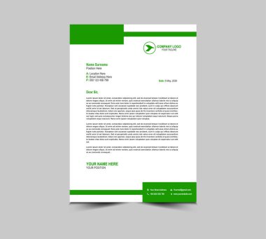 Harf baş şablonu tasarımı Yeşil Renk Kurumsal Yaratıcı Modern İş antetli tasarım şablonu Proje Düzeni Vektör İllüstrasyonunuz için