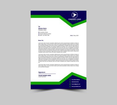 Harf baş şablonu tasarımı Mavi ve Yeşil Kurumsal Yaratıcı Modern İş antetli tasarım şablonu Proje Düzeni Vektör İllüstrasyonu