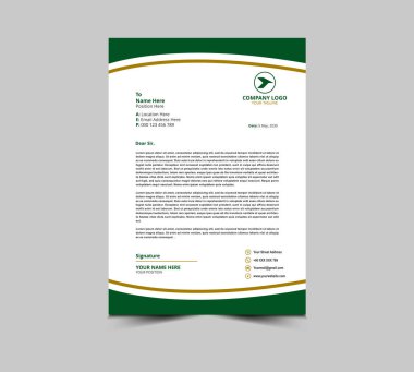 Harf baş şablonu tasarımı Yeşil ve Kahverengi Şirket Yaratıcı Modern İş antetli tasarım şablonu Proje Düzeni Vektör İllüstrasyonunuz için