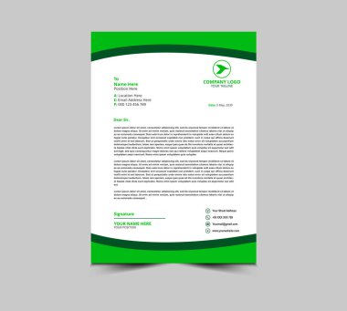 Harf baş şablonu tasarımı Yeşil Kurumsal Yaratıcı Modern İş antetli tasarım şablonu Proje Düzeni Vektör İlülasyonu