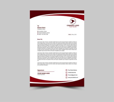 Harf baş şablonu tasarımı Maroon Corporate Creative Modern Business antetli tasarım şablonu Proje Düzeni Vektör İllüstrasyonu
