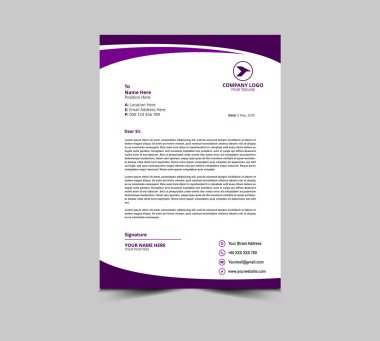 Harf baş şablonu tasarımı Mor Renk Kurumsal Yaratıcı Modern İş antet tasarım şablonu Proje Düzeni Vektör İllüstrasyonunuz için