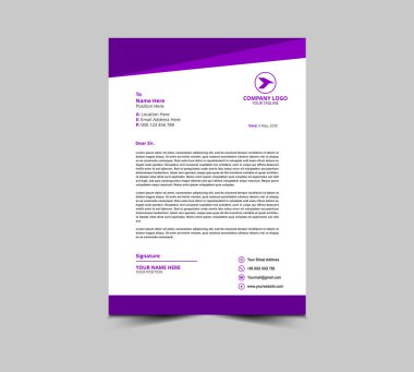 Harf baş şablonu tasarımı Mor Kurumsal Yaratıcı Modern İş antetli tasarım şablonu Proje Düzeni Vektör İllüstrasyonu