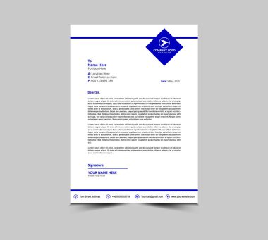 Harf baş şablonu tasarımı Mavi Kurumsal Yaratıcı Modern İş antetli tasarım şablonu Proje Düzeni Vektör İllüstrasyonunuz için