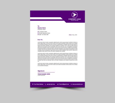 Harf baş şablonu tasarımı Mor Kurumsal modern yaratıcı modern iş antetli tasarım şablonu sizin proje Düzen Vektörü İllüstrasyonunuz için