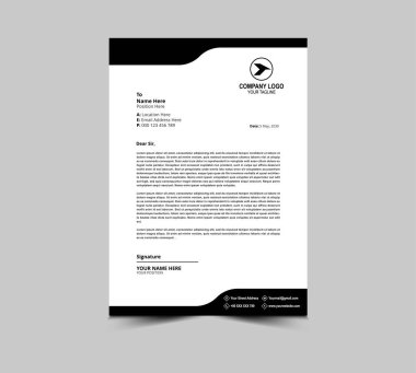 Letterhead tasarımı Siyah Kurumsal modern yaratıcı modern iş harfi baş tasarım şablonu sizin proje Düzen Vektörü İllüstrasyonunuz için