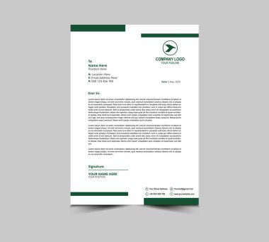 Letterhead şablonu tasarımı Yeşil Renk Kurumsal Modern Yaratıcı Yaratıcı İş harfi baş tasarım şablonu Proje Düzeni Vektör İllüstrasyonunuz için
