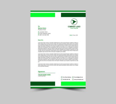 Letterhead tasarımı Green Corporate modern yaratıcı modern iş harfi baş tasarım şablonu Düzen Vektör İllüstrasyonunuz için