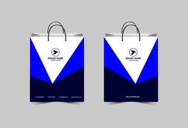 Alışveriş Torbası Şablonu Mavi Kağıt Paket Tasarımı Modern İşletme Yaratıcı Düzen Vektör İllüstrasyonu