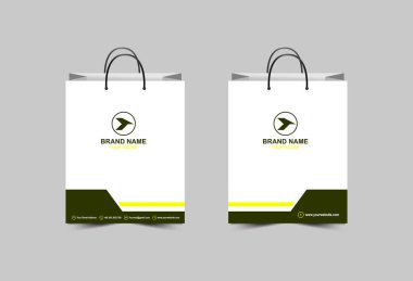 Alışveriş Torbası Kağıt Şablonu Sarı Tasarım Paketleme Modern İş Yaratıcı Düzen Vektör İllüstrasyonu