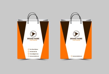 Alışveriş Torbası Kağıt Şablonu Turuncu Tasarım Paketleme Modern İş Yaratıcı Düzen Vektör İllüstrasyonu