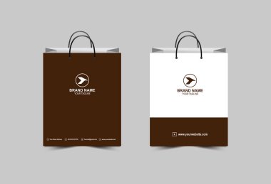 Alışveriş Torbası Kağıt Şablonu Kahverengi Tasarım Ambalaj Modern İşletme Yaratıcı Düzen Vektör İllüstrasyonu