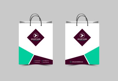 Kağıt Torba Şablonu Mor ve Cyan Paket Alışveriş Çantası Modern İşletme Yaratıcı Düzenleme Vektörü ResimleriName