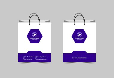 Kağıt Torba Şablon Tasarım Paket Alışveriş Torbası Modern İş Yaratıcı Düzen Vektör İllüstrasyonu