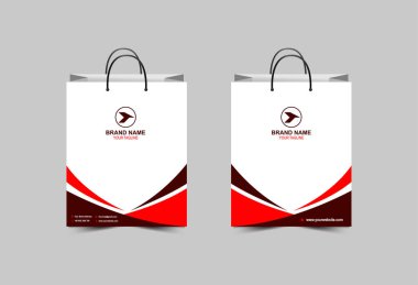 Kağıt Torba Şablonu Tasarımı Kırmızı Paket Alışveriş Torbası Modern İş Yaratıcı Düzen Vektör İllüstrasyonu