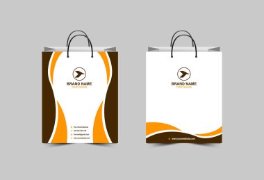 Kağıt Torba Şablonu Tasarımı Kahverengi Paket Alışveriş Çantası Modern İş Yaratıcı Düzen Vektör İllüstrasyonu