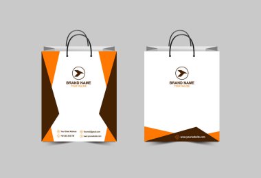 Kağıt Torba Şablonu Tasarımı Turuncu Paket Alışveriş Çantası Modern İşletme Yaratıcı Düzen Vektör İllüstrasyonu