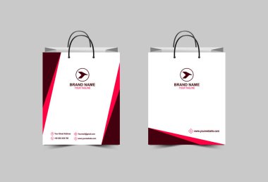 Kağıt Torba Şablonu Tasarımı Pembe Paket Alışveriş Torbası Modern İşletme Yaratıcı Düzen Vektör İllüstrasyonu