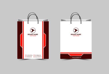 Kağıt Torba Şablon Tasarımı Turuncu ve Kahverengi Paket Alışveriş Çantası Modern İşletme Yaratıcı Tasarım Vektör Çizimi