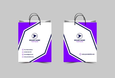 Kağıt Torba Şablonu Mor Paket Tasarımı Alışveriş Çantası Modern İşletme Yaratıcı Düzenleme Vektör İllüstrasyonu