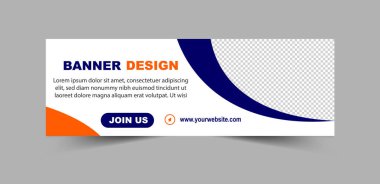 Sosyal Medya Kapağı Şablon Tasarımı Mavi ve Turuncu Dijital Pazarlama SancağıName