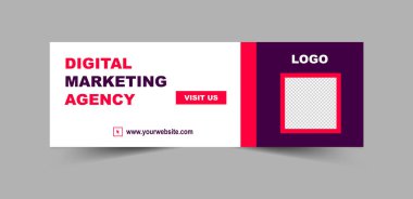 Sosyal Medya Kapak Tasarımı Mor Şablon ve Pembe Dijital Reklam Sancakları İş Kurumu Vektörü Resimleri