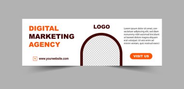 Sosyal Medya Kapağı Tasarım Şablonu Kahverengi ve Turuncu Dijital Pazarlama Sancakları İş Kurumu Vektörü Resimleri