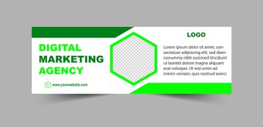 Sosyal Medya Kapağı Tasarım Şablonu İş Kurumu Vektörü İllüstrasyonu için Yeşil Dijital Pazarlama SancağıName