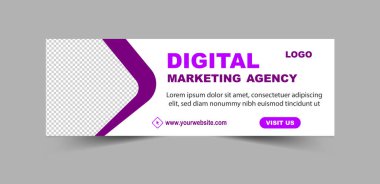 Sosyal Medya Kapak Tasarımı Mor Sayısal Pazarlama Sancağı İş Kurumsal Vektör İllüstrasyonu